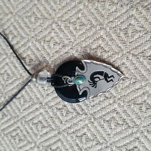 Kokopelli necklace. Diamond cut pendant unisex